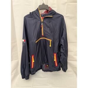 VTG 90s Tommy Hilfiger Windbreaker XL Blue Patch Logo Sleeve